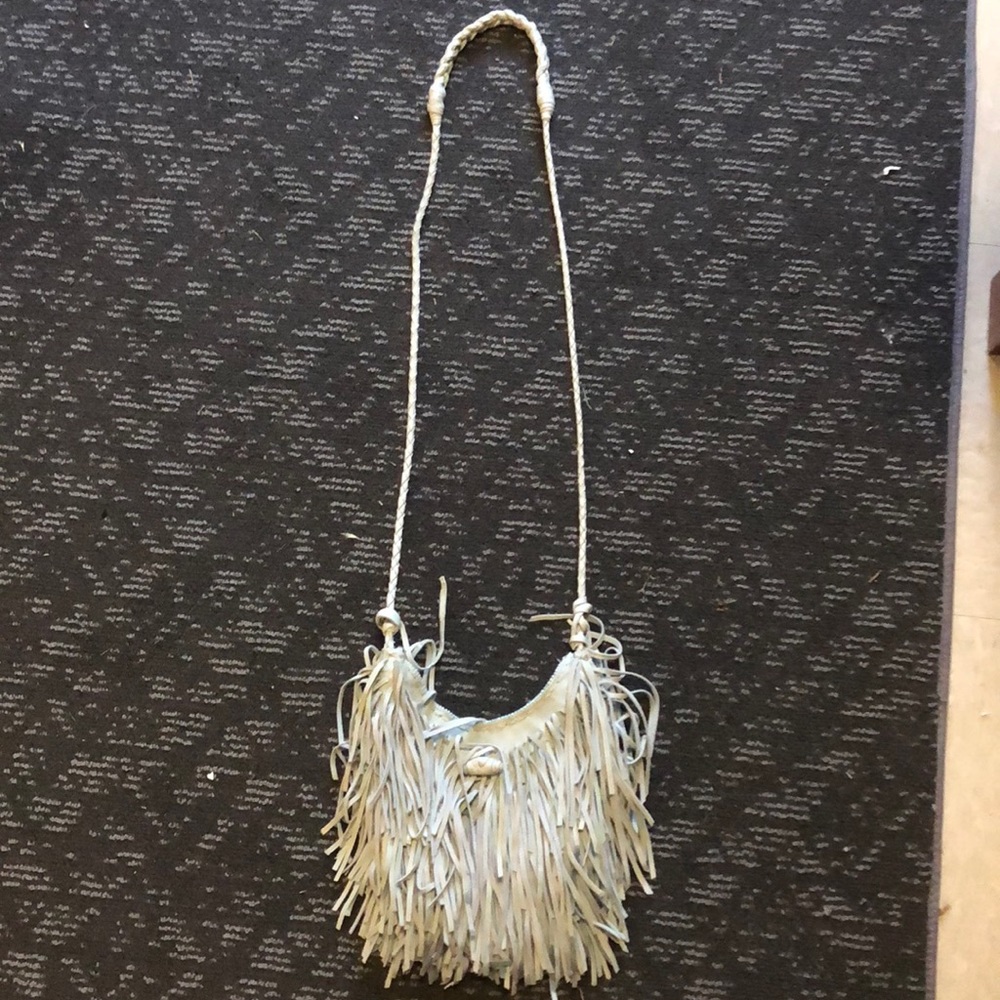 En Shalla beaded fringed leather shoulder